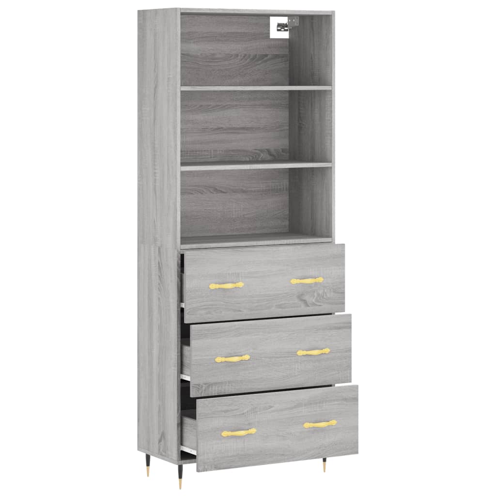 Highboard Grey Sonoma 69,5x34x180 cm Engineered Wood