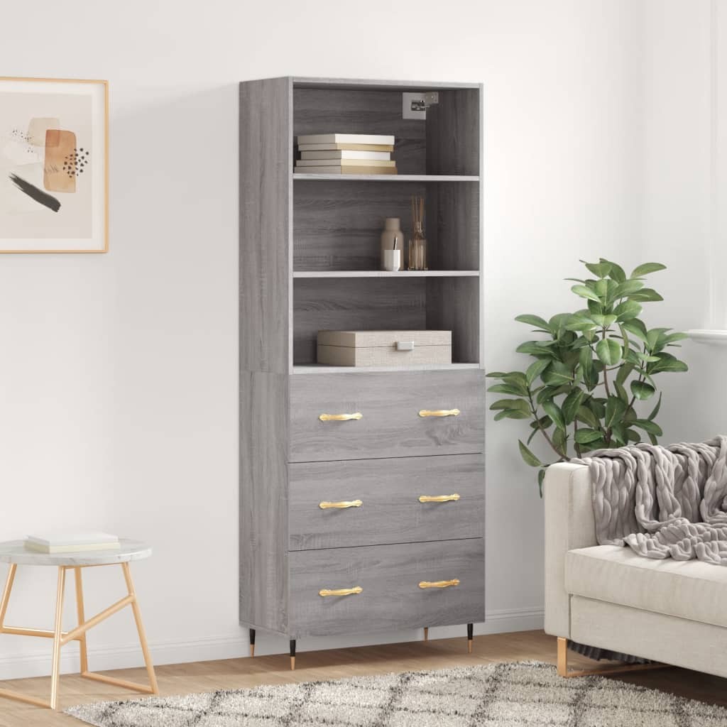 Highboard Grey Sonoma 69,5x34x180 cm Engineered Wood