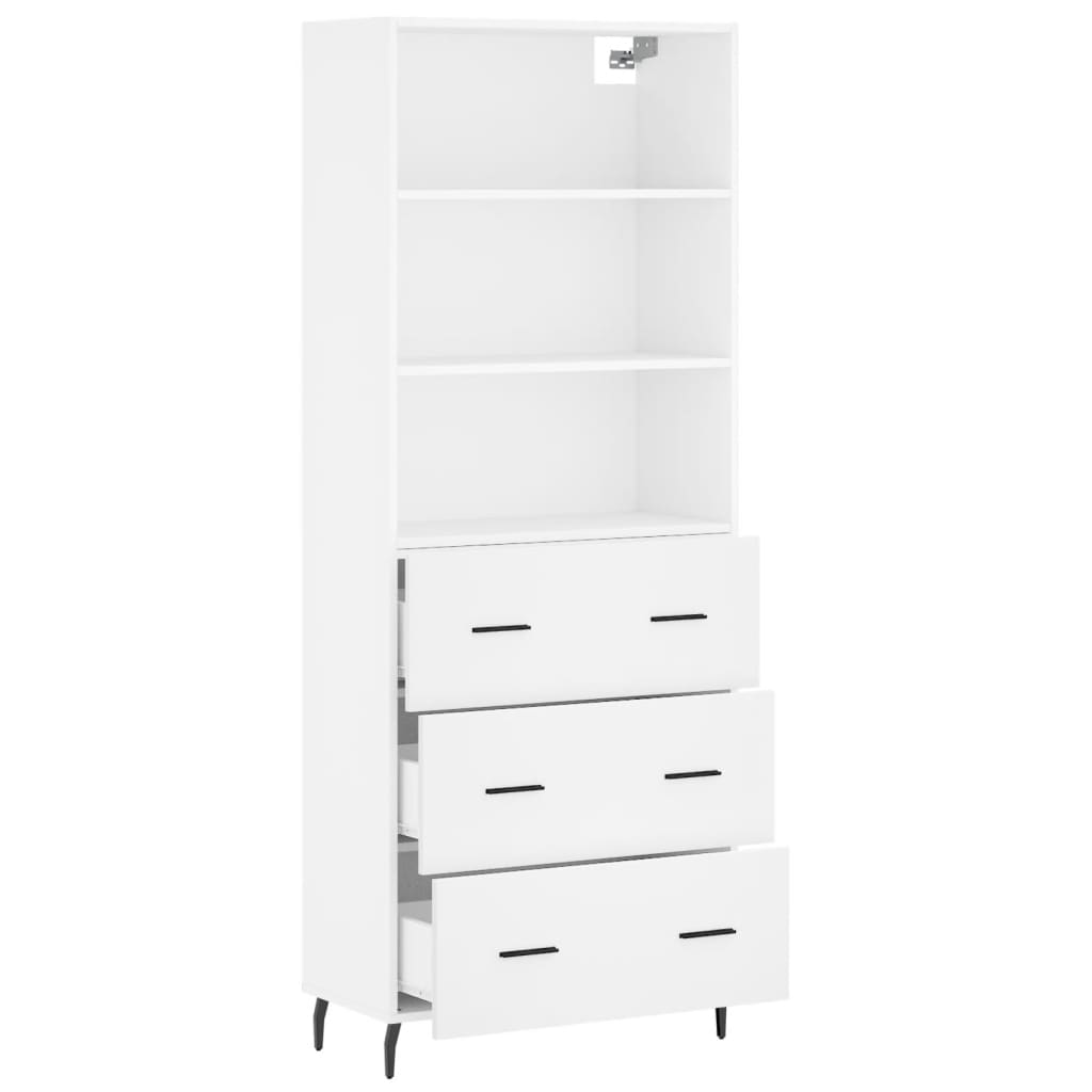Highboard White 69.5x34x180 cm Engineered Wood