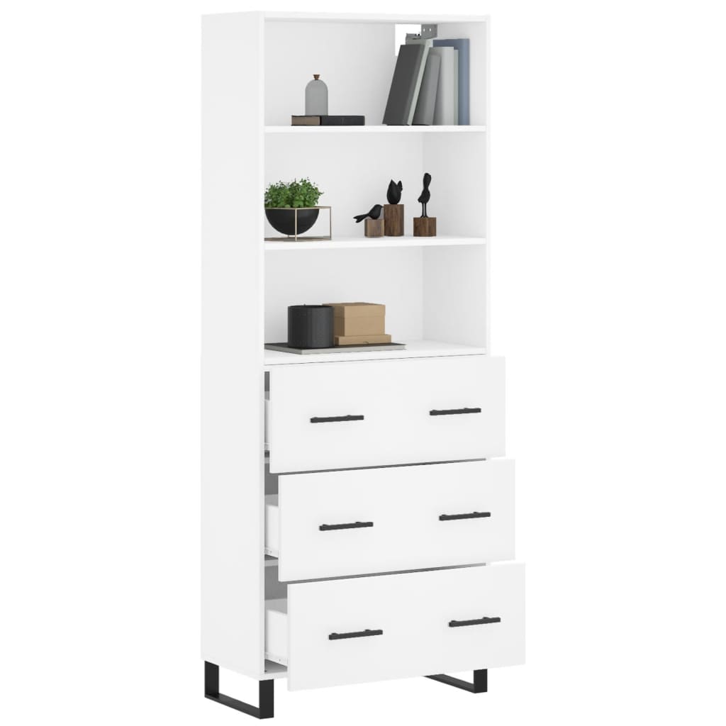 Highboard White 69.5x34x180 cm Engineered Wood