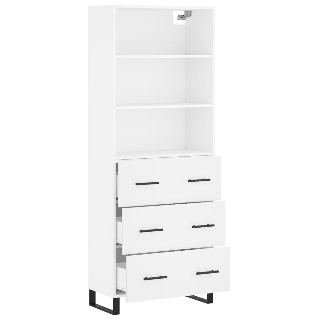 Highboard White 69.5x34x180 cm Engineered Wood