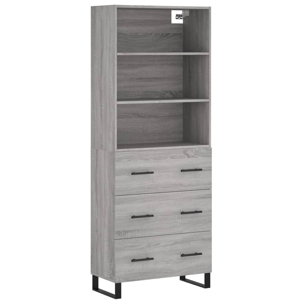 Highboard Grey Sonoma 69.5x34x180 cm Engineered Wood