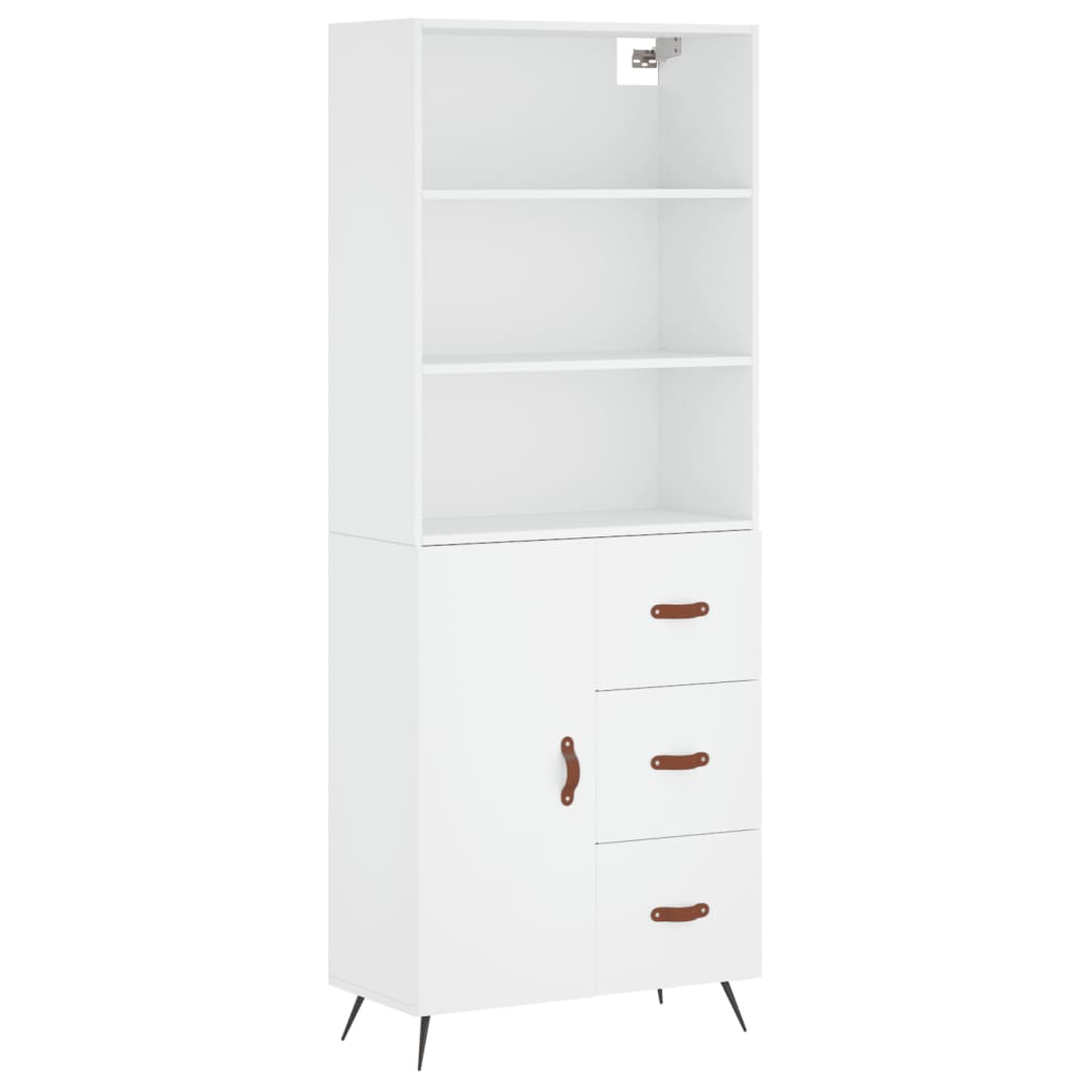Highboard White 69,5x34x180 cm Engineered Wood