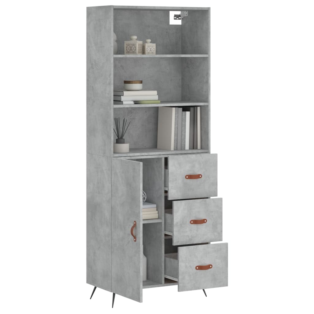 Highboard Concrete Grey 69,5x34x180 cm Engineered Wood