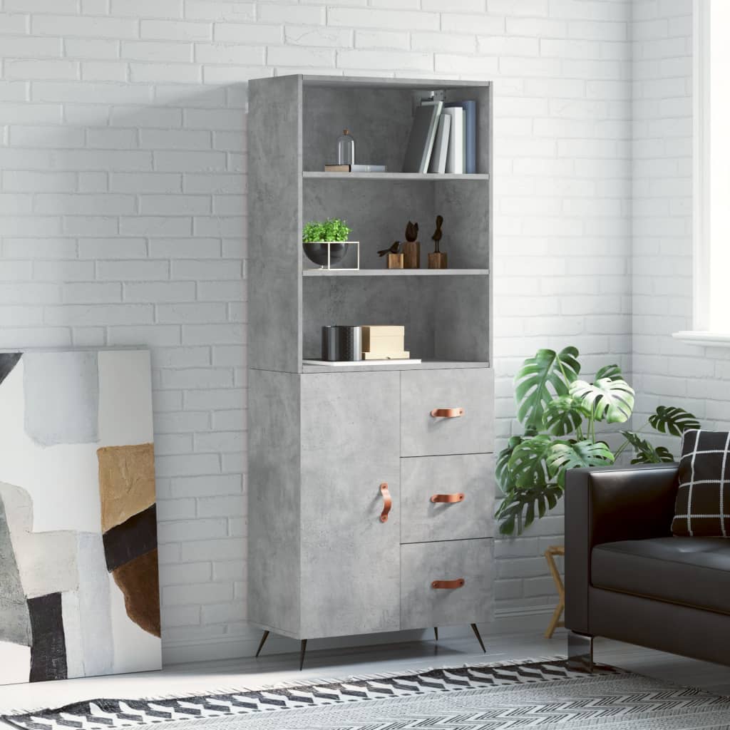Highboard Concrete Grey 69,5x34x180 cm Engineered Wood