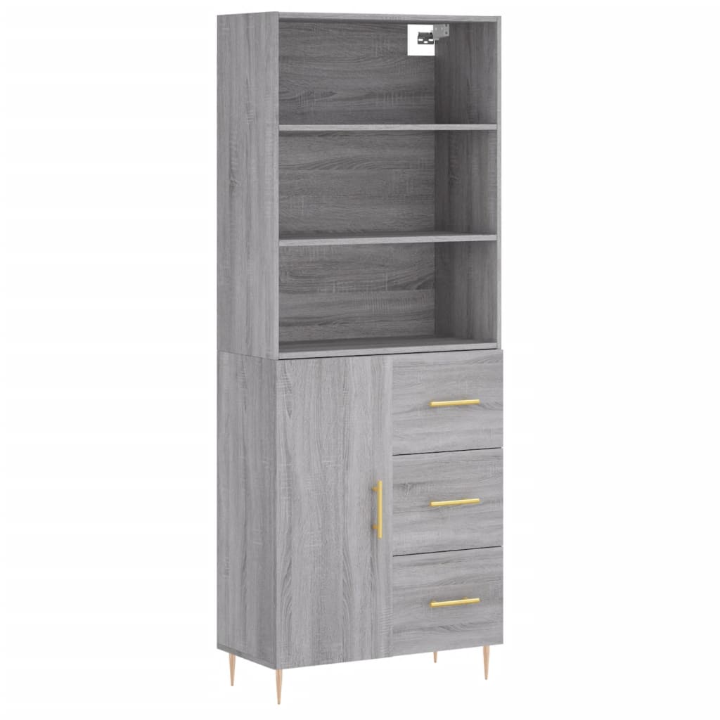 Highboard Grey Sonoma 69,5x34x180 cm Engineered Wood