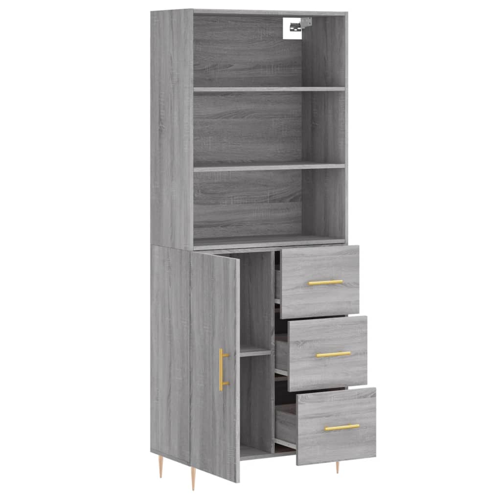 Highboard Grey Sonoma 69,5x34x180 cm Engineered Wood