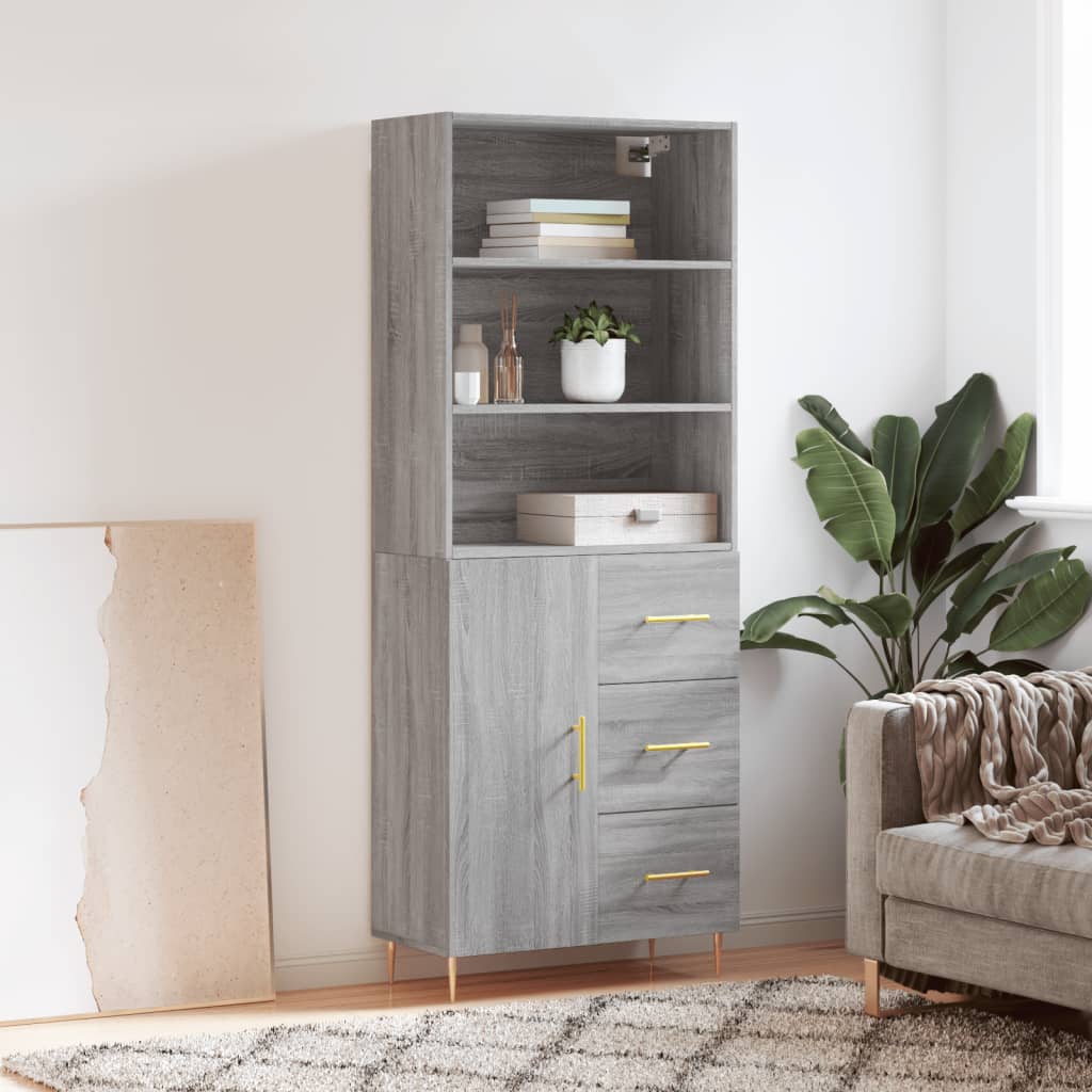 Highboard Grey Sonoma 69,5x34x180 cm Engineered Wood