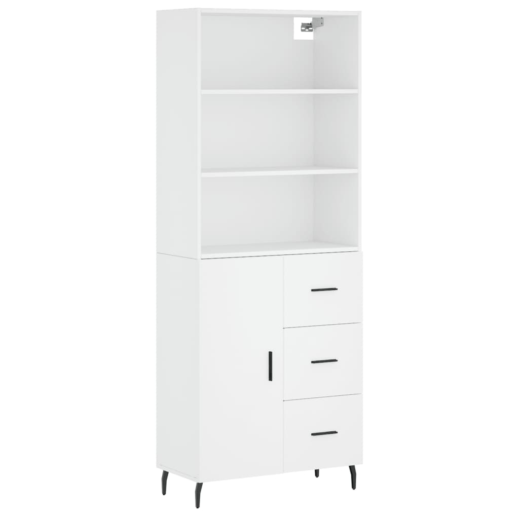 Highboard White 69,5x34x180 cm Engineered Wood