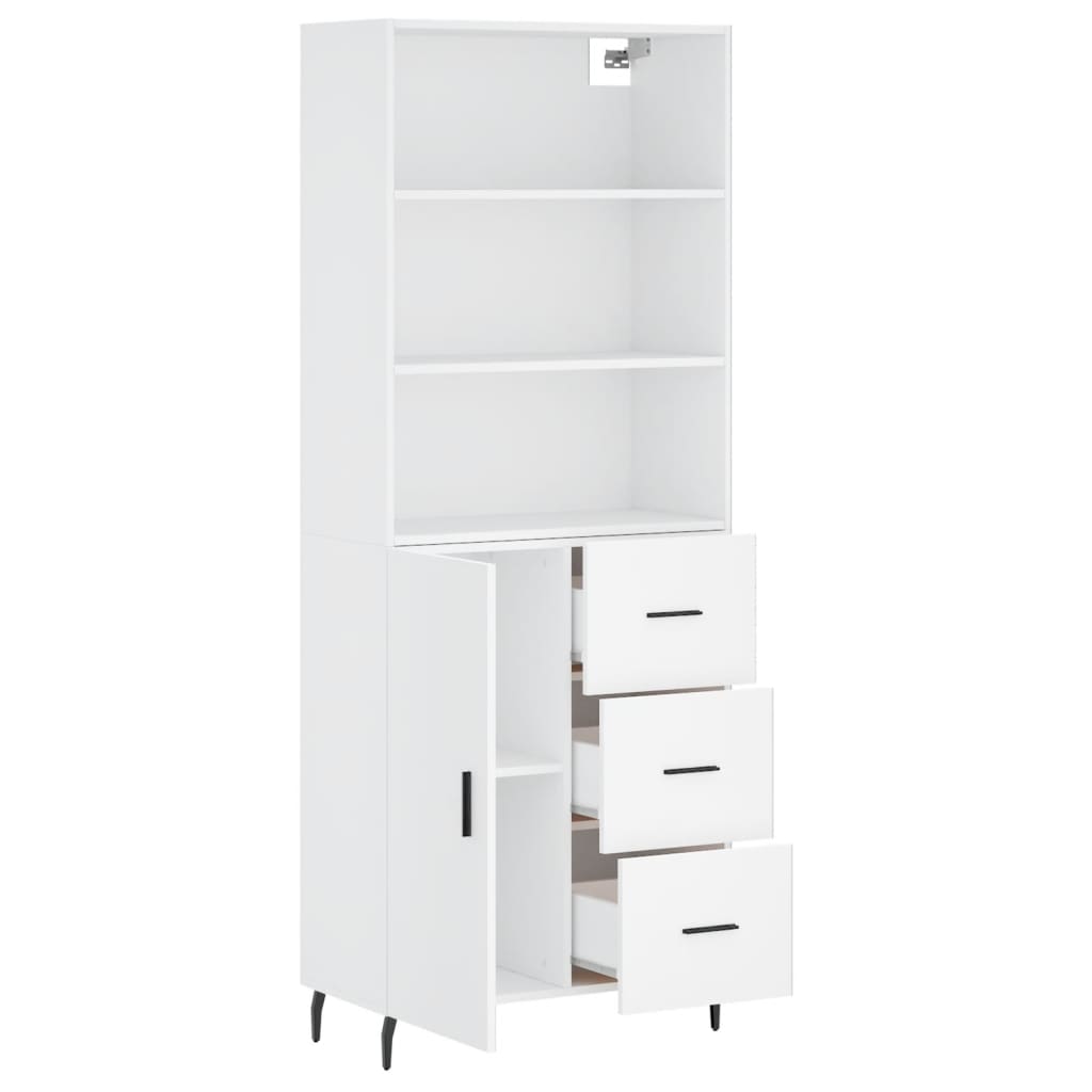 Highboard White 69,5x34x180 cm Engineered Wood