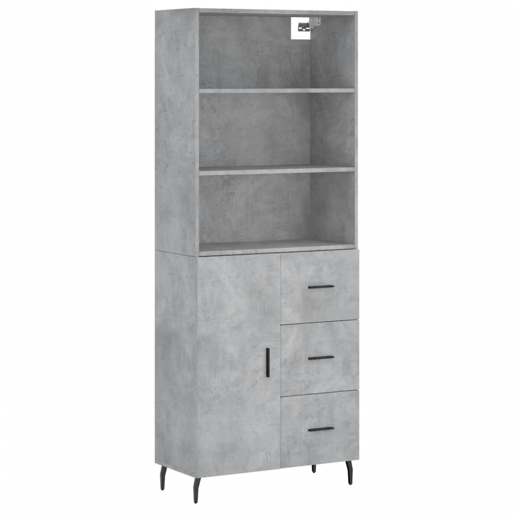 Highboard Concrete Grey 69,5x34x180 cm Engineered Wood