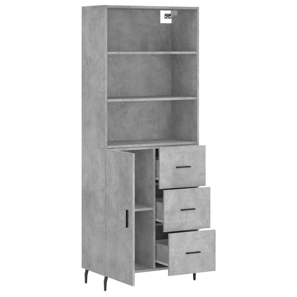 Highboard Concrete Grey 69,5x34x180 cm Engineered Wood