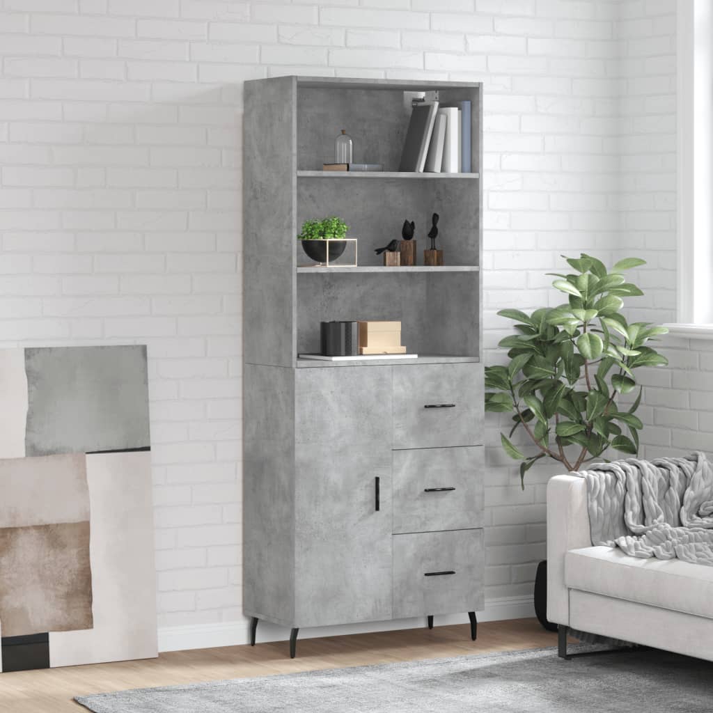 Highboard Concrete Grey 69,5x34x180 cm Engineered Wood