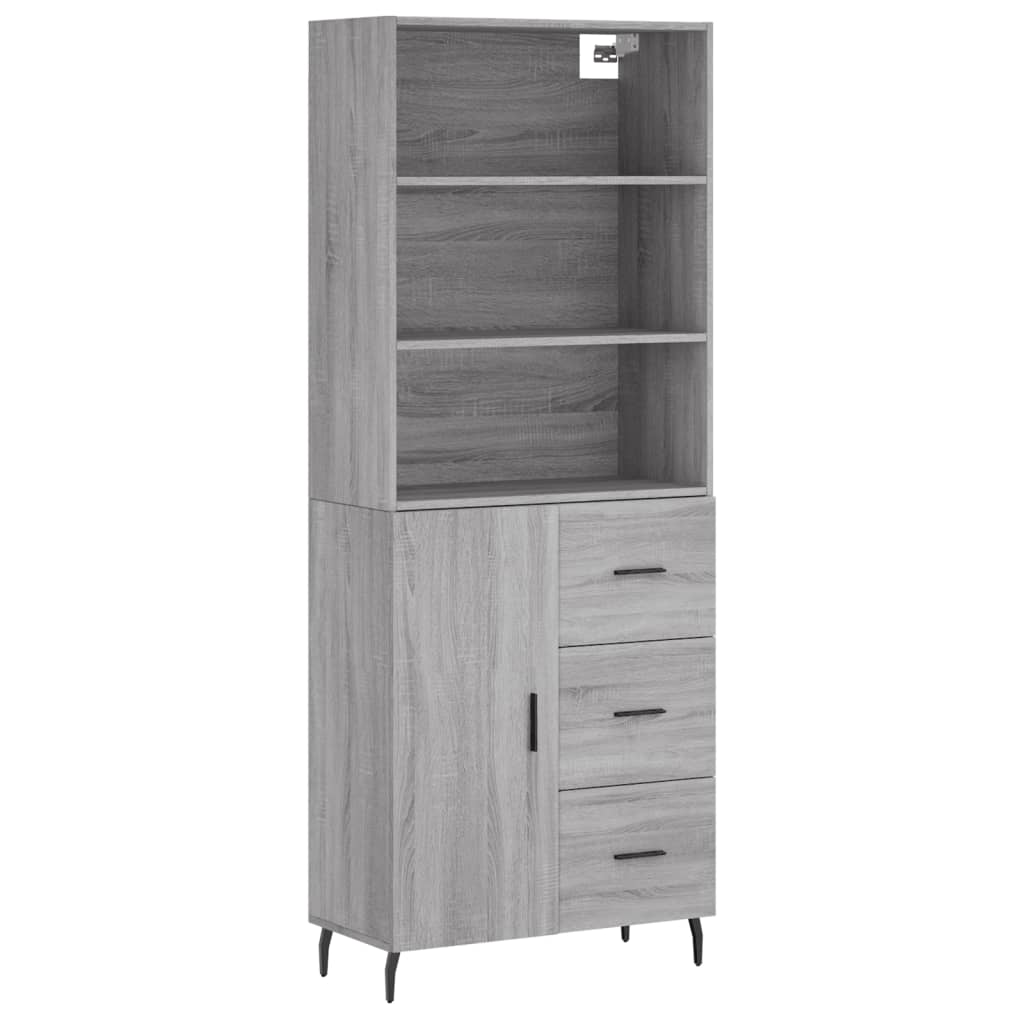 Highboard Grey Sonoma 69,5x34x180 cm Engineered Wood