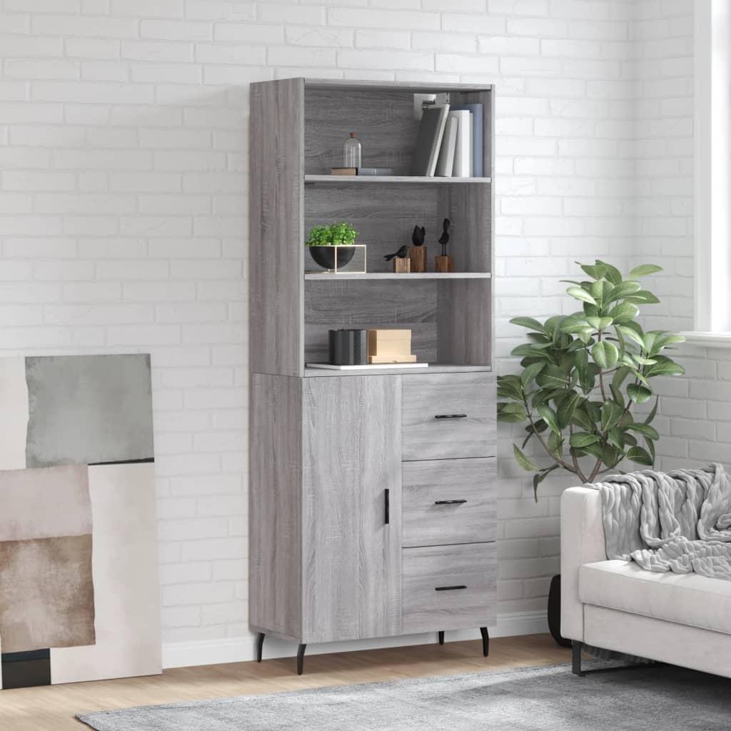 Highboard Grey Sonoma 69,5x34x180 cm Engineered Wood