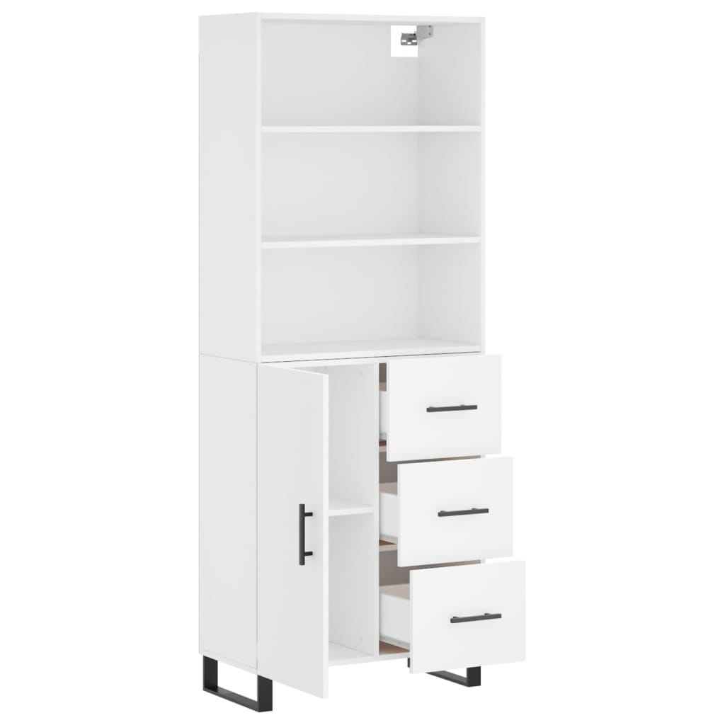 Highboard White 69,5x34x180 cm Engineered Wood