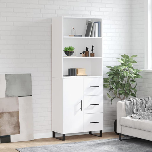 Highboard White 69,5x34x180 cm Engineered Wood