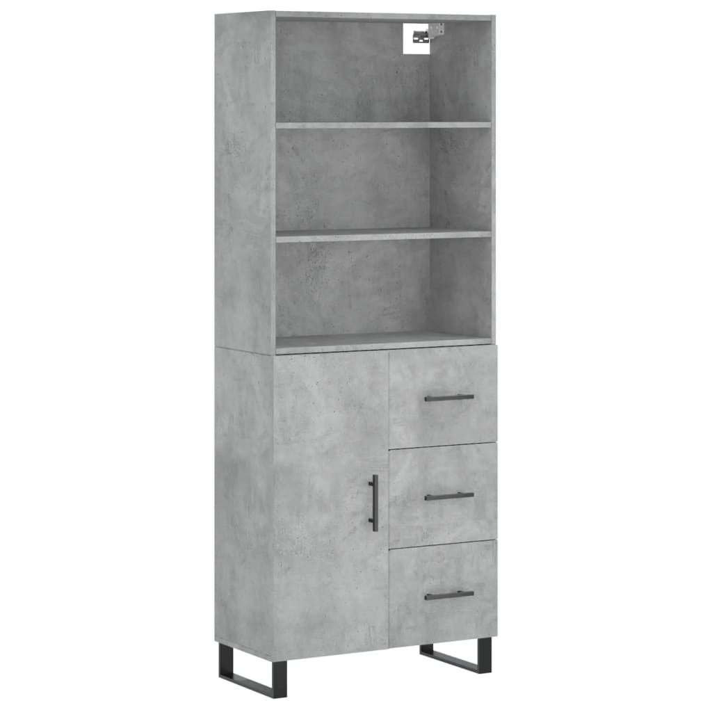 Highboard Concrete Grey 69.5x34x180 cm Engineered Wood