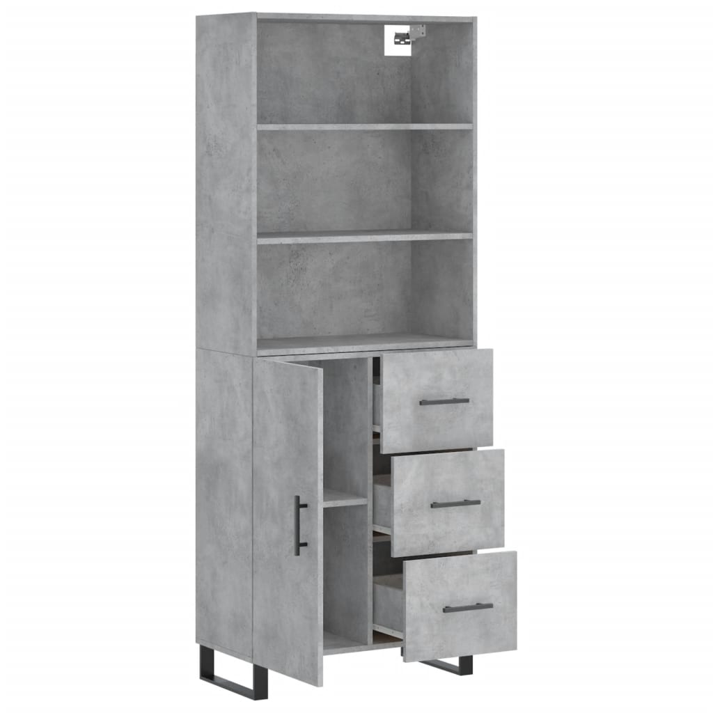 Highboard Concrete Grey 69.5x34x180 cm Engineered Wood