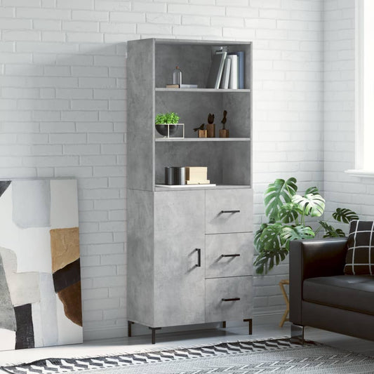 Highboard Concrete Grey 69,5x34x180 cm Engineered Wood