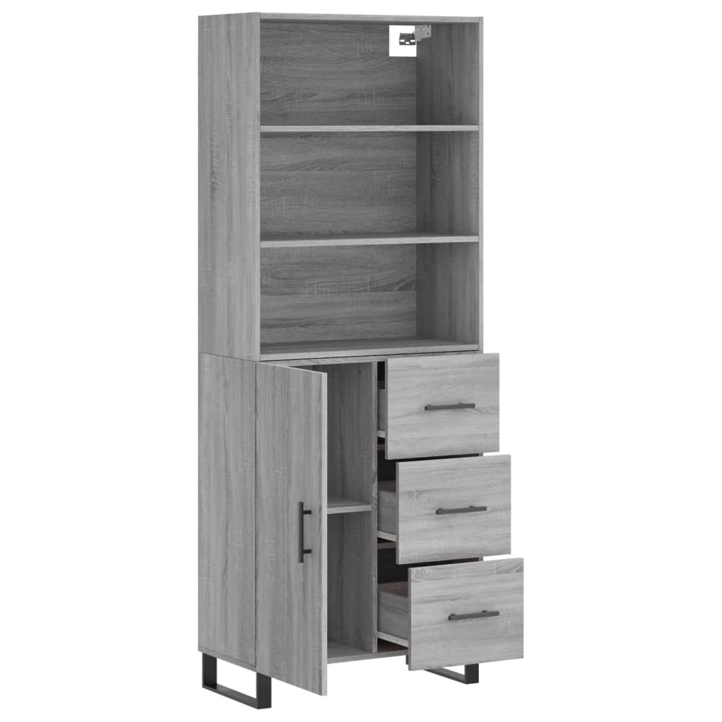 Highboard Grey Sonoma 69,5x34x180 cm Engineered Wood