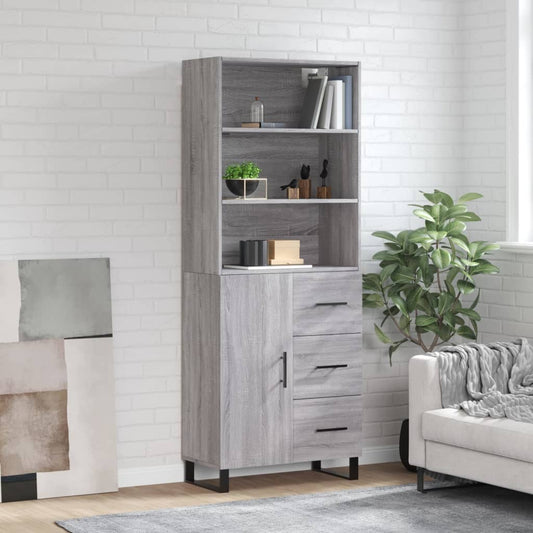 Highboard Grey Sonoma 69,5x34x180 cm Engineered Wood