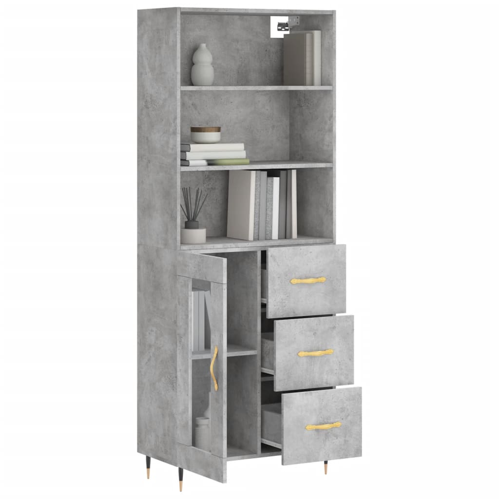 Highboard Concrete Grey 69,5x34x180 cm Engineered Wood