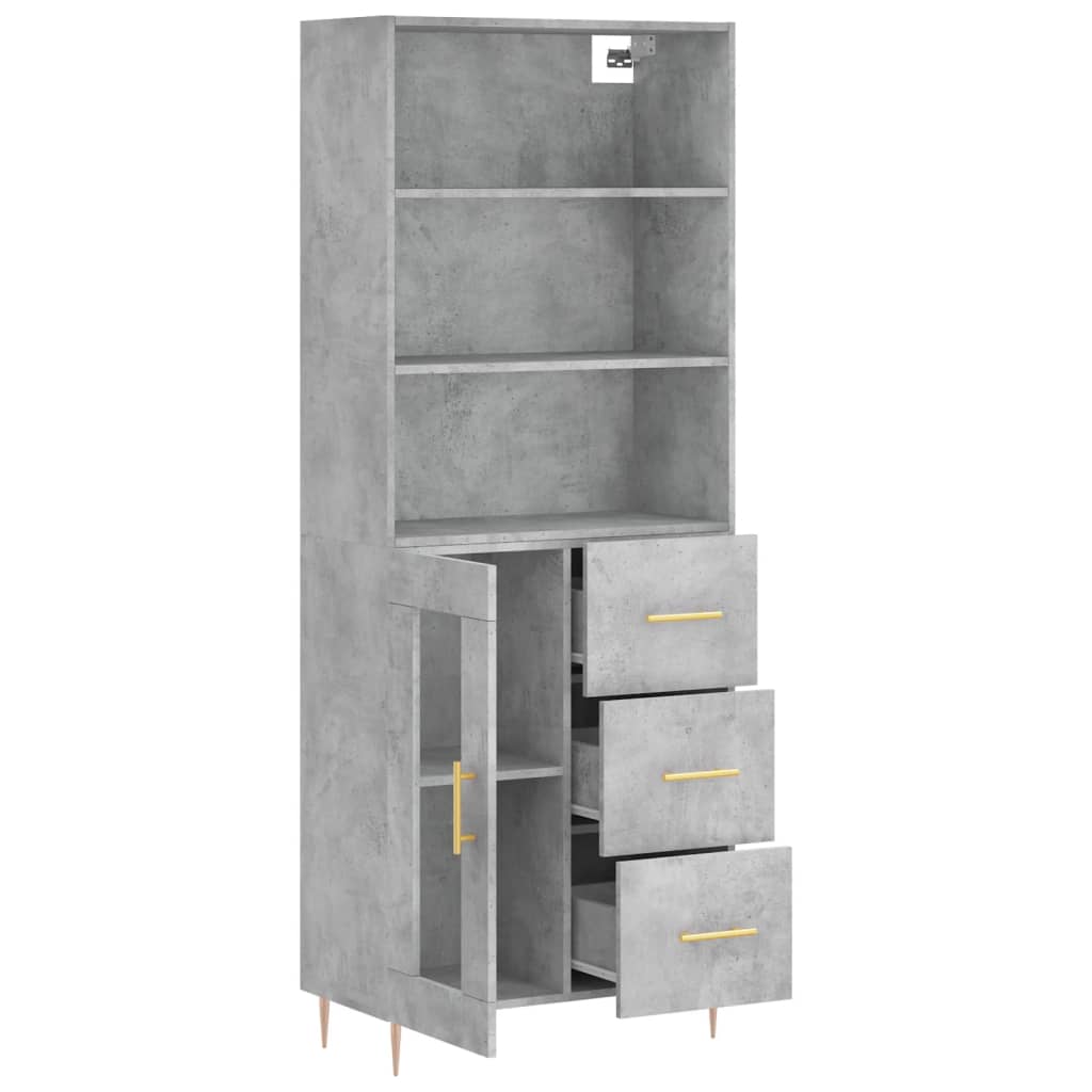Highboard Concrete Grey 69,5x34x180 cm Engineered Wood