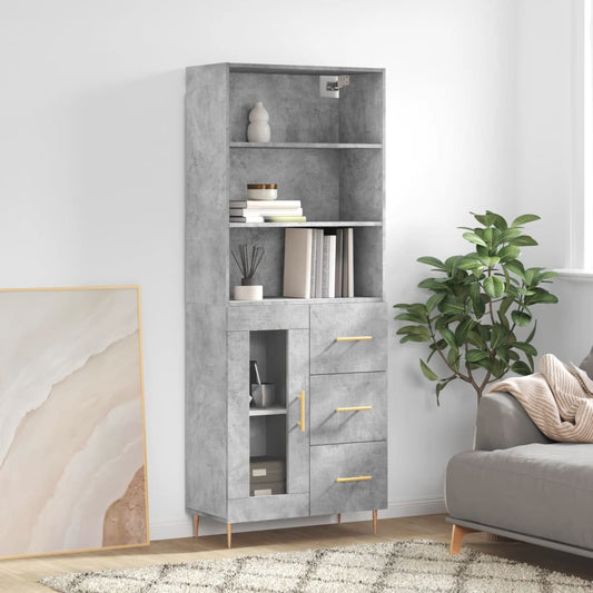 Highboard Concrete Grey 69,5x34x180 cm Engineered Wood