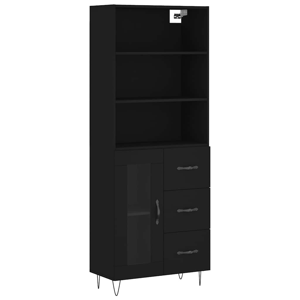 Highboard Black 69,5x34x180 cm Engineered Wood
