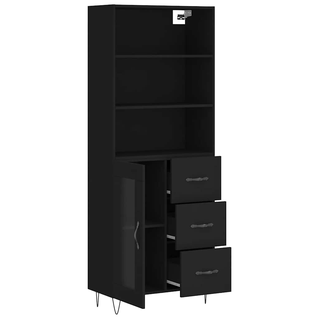Highboard Black 69,5x34x180 cm Engineered Wood