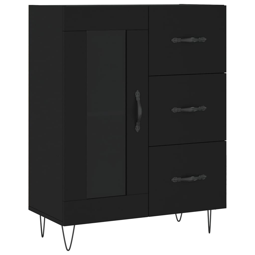 Highboard Black 69,5x34x180 cm Engineered Wood