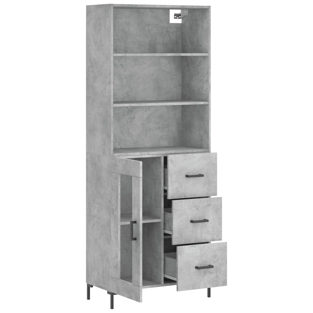 Highboard Concrete Grey 69,5x34x180 cm Engineered Wood