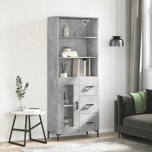 Highboard Concrete Grey 69,5x34x180 cm Engineered Wood