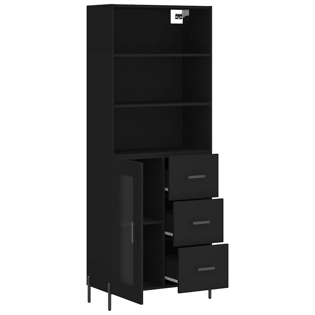 Highboard Black 69,5x34x180 cm Engineered Wood