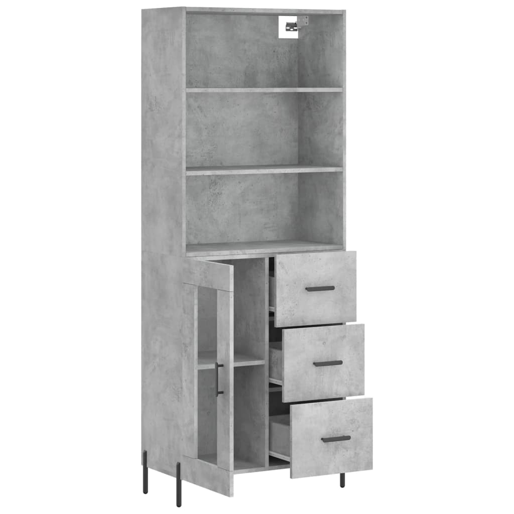 Highboard Concrete Grey 69,5x34x180 cm Engineered Wood