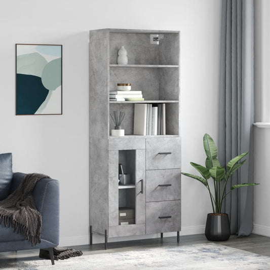Highboard Concrete Grey 69,5x34x180 cm Engineered Wood