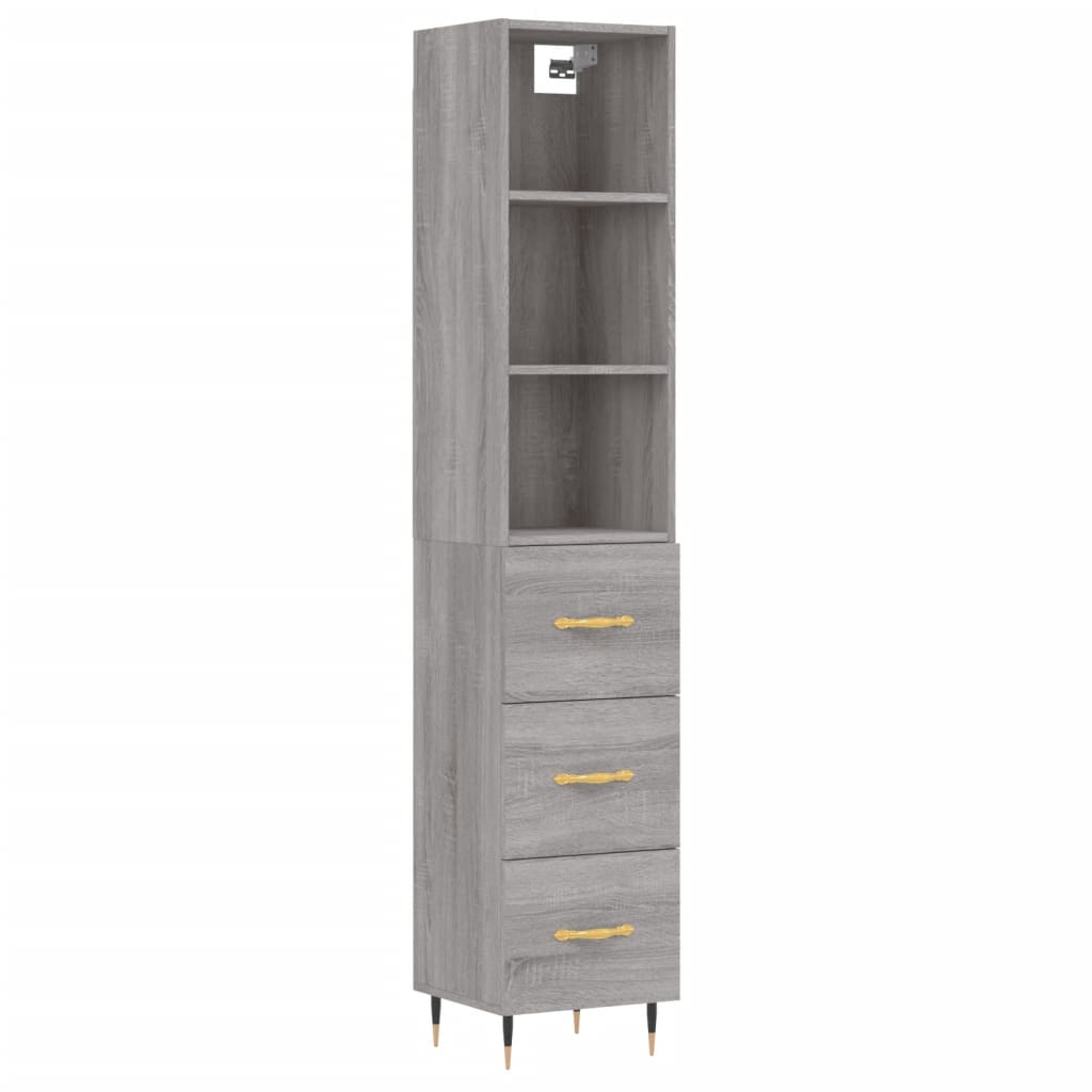 vidaXL Highboard Grey Sonoma 34.5x34x180 cm Engineered Wood