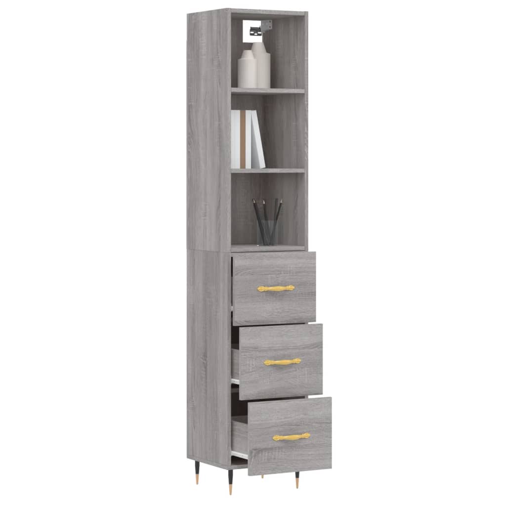 vidaXL Highboard Grey Sonoma 34.5x34x180 cm Engineered Wood