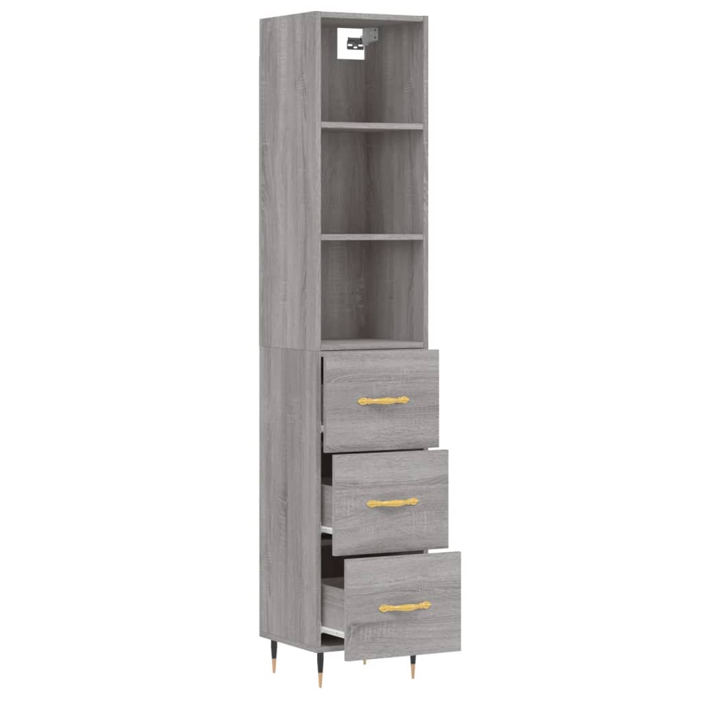 vidaXL Highboard Grey Sonoma 34.5x34x180 cm Engineered Wood