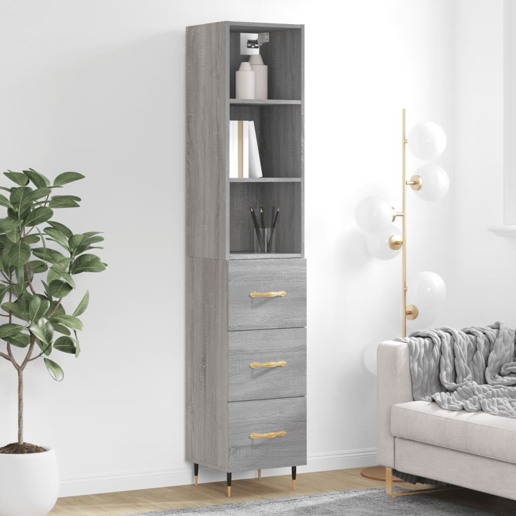 vidaXL Highboard Grey Sonoma 34.5x34x180 cm Engineered Wood