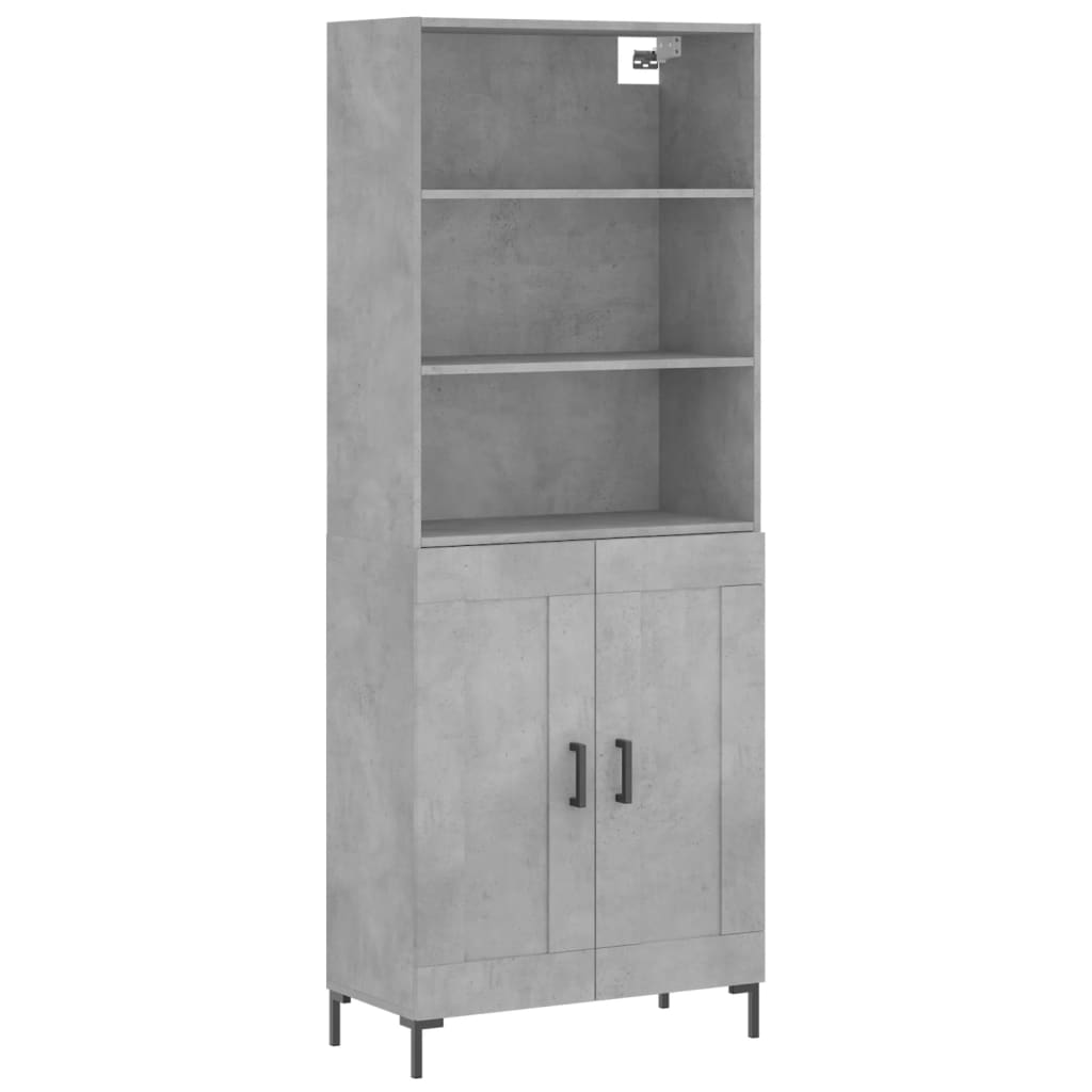 Highboard Concrete Grey 69.5x34x180 cm Engineered Wood