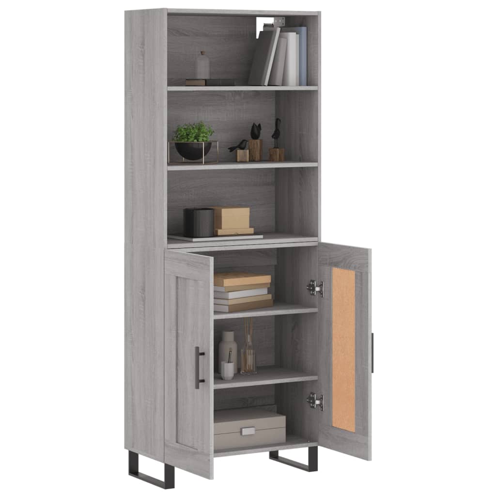 vidaXL Highboard Grey Sonoma 69.5x34x180 cm Engineered Wood