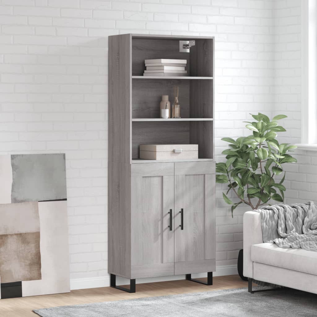 vidaXL Highboard Grey Sonoma 69.5x34x180 cm Engineered Wood