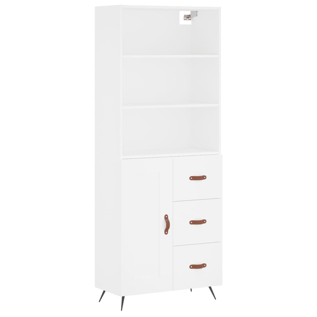 Highboard White 69,5x34x180 cm Engineered Wood