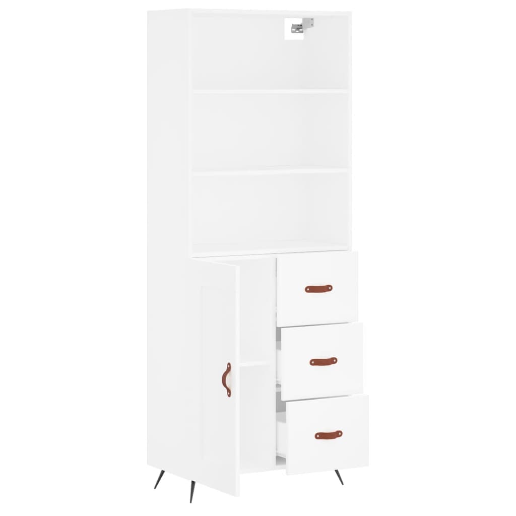 Highboard White 69,5x34x180 cm Engineered Wood