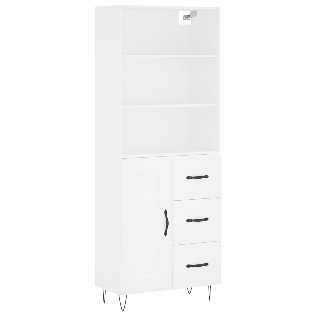Highboard White 69,5x34x180 cm Engineered Wood