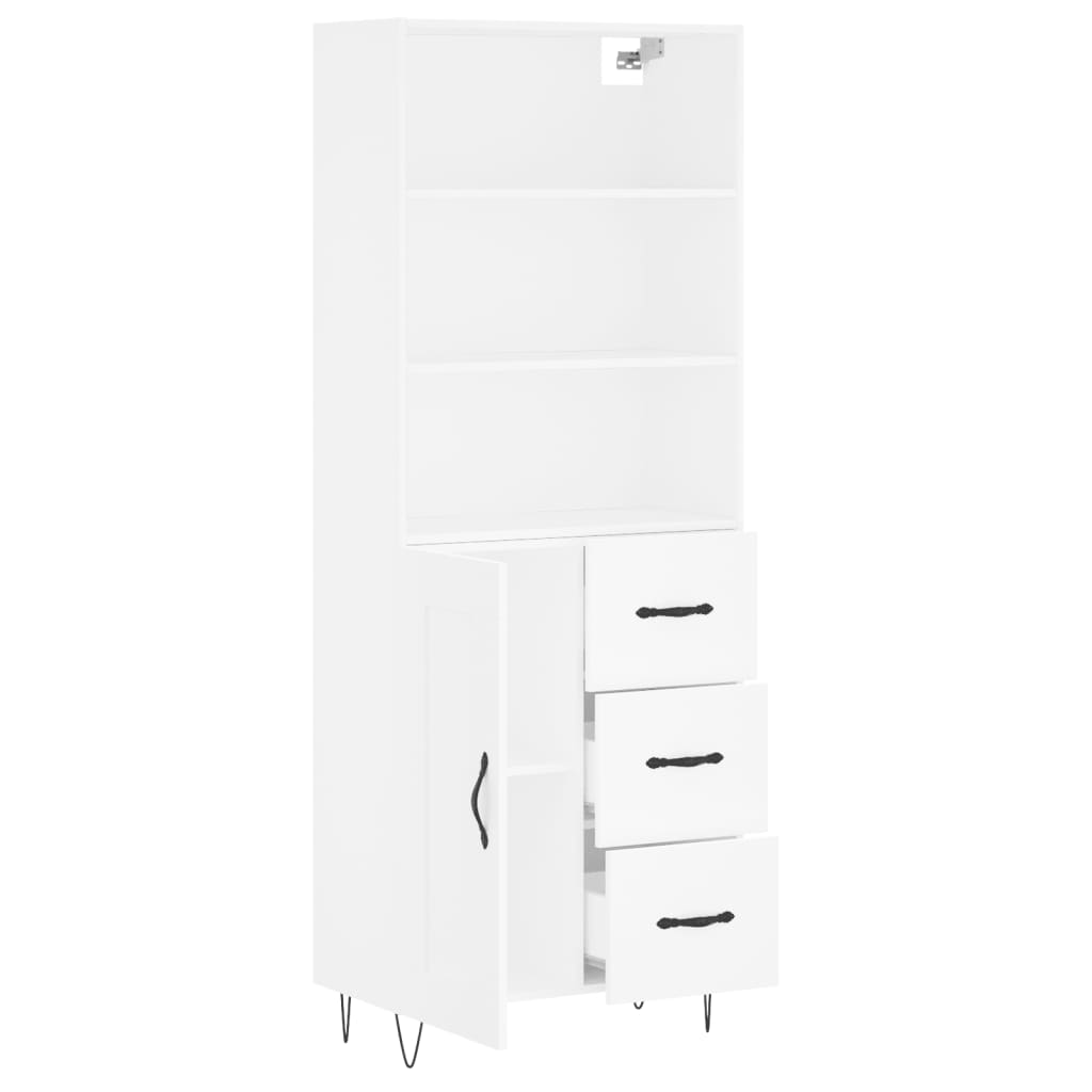 Highboard White 69,5x34x180 cm Engineered Wood