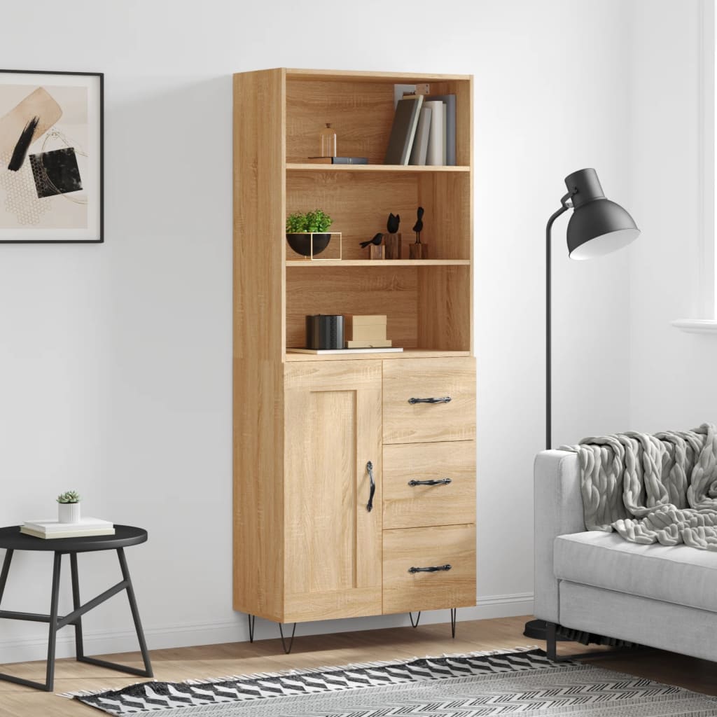 Highboard Sonoma Oak 69,5x34x180 cm Engineered Wood