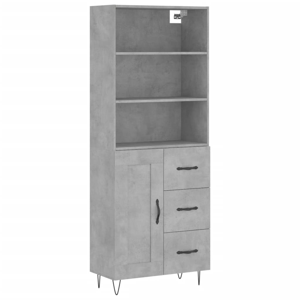Highboard Concrete Grey 69,5x34x180 cm Engineered Wood
